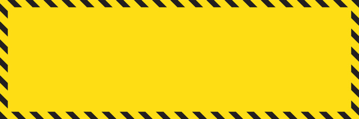 Black and yellow warning line striped rectangular background, yellow and black stripes on the diagonal stripes line. EPS 10.