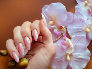 Woman hand care. Hands and spa relaxing. Beauty woman nails.