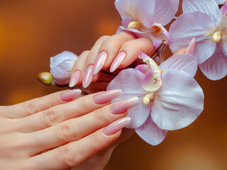 Woman hand care. Hands and spa relaxing. Beauty woman nails.
