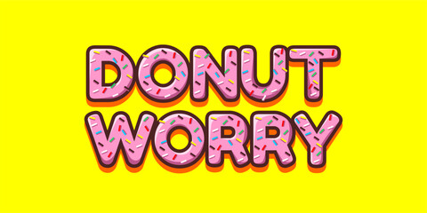 Donut typography font effect  illustration with background yellow