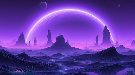 Sci-Fi Alien Planet Landscape Background for Fantasy and Gaming Concepts