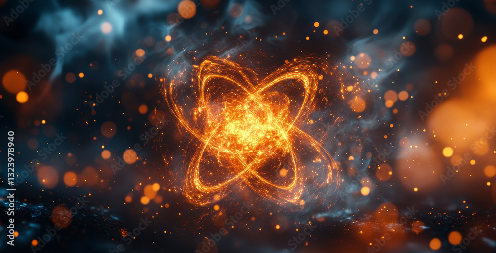 Poster Visual representation highlights quantum computing concepts such as superposition and entanglement. The dynamic patterns reflect complex data processing in a futuristic digital environment.