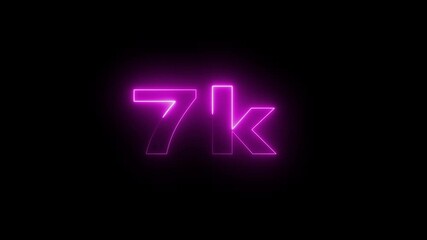 7k text font with neon effect,7k followers, Thank You, social sites post. Thank you followers congratulation 