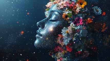 girl with flowers on her head