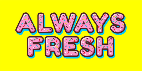 Donut typography font effect  illustration with background yellow