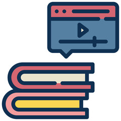 Obraz premium book multimedia clip online learning education lessons filled outline icon