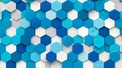 Blue and white hexagon tiles