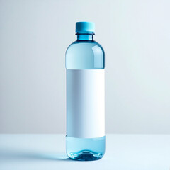 Naklejka premium Minimalistic water bottle mockup with a blank label for branding and advertising. Perfect for product design, packaging, and marketing presentations.