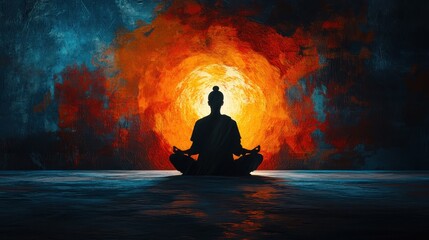 Serene Meditation  Silhouette Yoga at Sunset