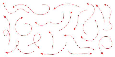 Arrow vector red hand drawn sketch icon set. Doodle sketch drawn red direction element set. Pencil doodle line graphic design elements.