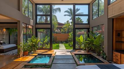 Modern Home Interior with Outdoor Views