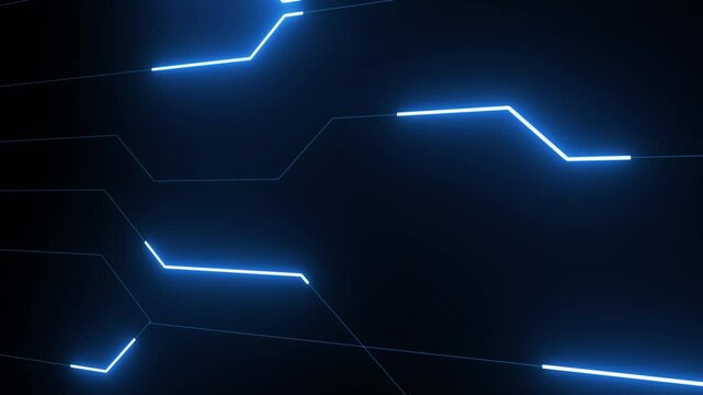 Abstract technology machine data processing lines with dark background