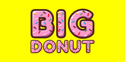 Donut typography font effect  illustration with background yellow