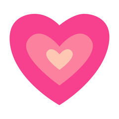 Valentine pink heart set icon. Love sign symbol. Happy Valentines Day. Simple shape. Greeting card template. Cute graphic object. Flat design. White background. Isolated. Vector illustration