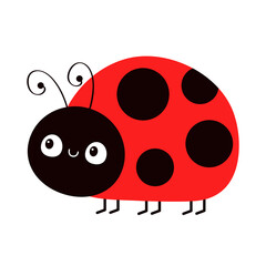 Lady bug, lady bird icon. Red and black insect. Cute kawaii cartoon funny baby character. Happy Valentines Day Card Sticker print. Childish style. Flat design. White background. Isolated Vector © worldofvector