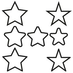 Star outline collection. Geometric star symbols. Different star shapes. Vector minimal set.