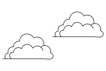 cloud one line art of isolated outline vector drawing illustration