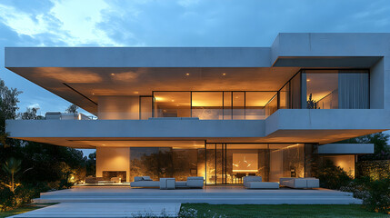 Obraz premium Modern house at twilight