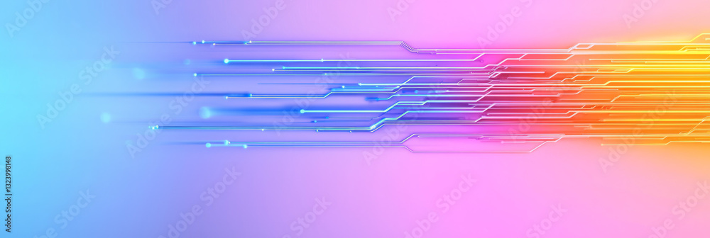 Fototapete abstract digital art of elegant circuit lines converging into a luminous core, symbolizing the