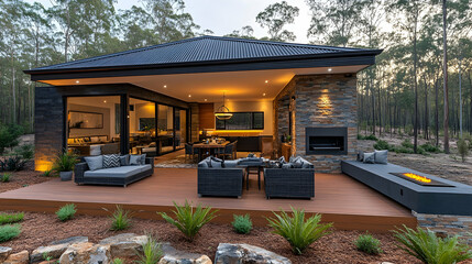 Modern House Exterior at Dusk