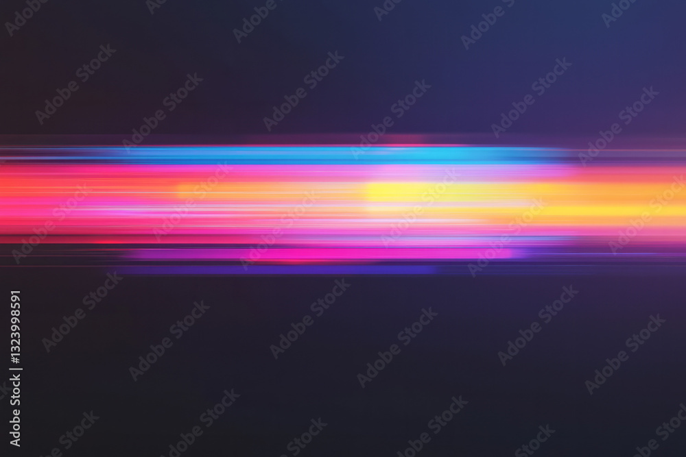 Fototapete minimalist design showcasing a bold, pulsating stream of neon data flowing horizontally, with crisp