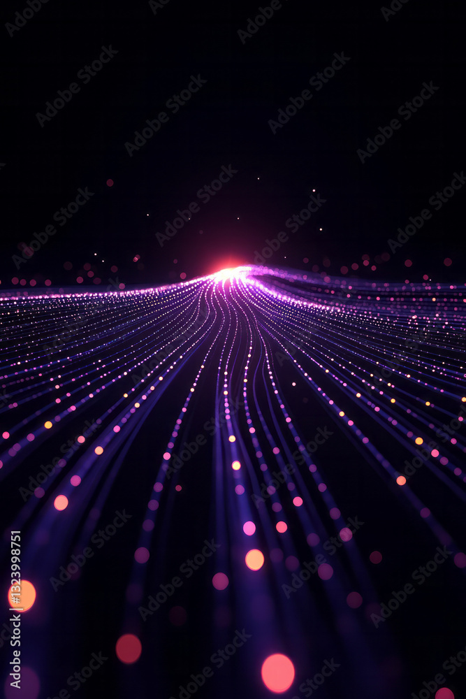 Leinwandbilder a sleek, dynamic abstract design highlighting an interconnected network of glowing neon nodes and