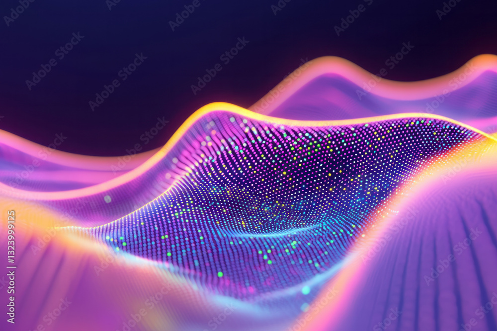 Aufkleber Dynamic 3D render of a digital intelligence grid with pulsating, interlocking nodes and fluid data