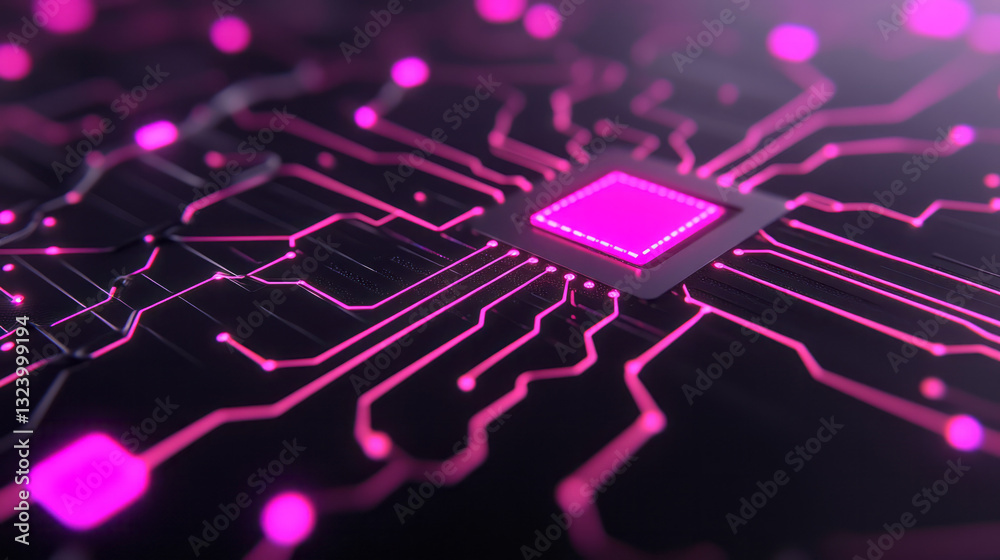 Aufkleber Hyperreal close-up of a digital intelligence grid where every node pulses with radiant light,