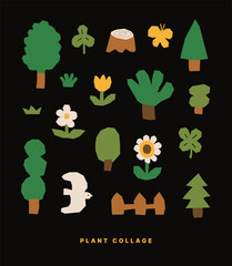 Matisse Style Collage Illustration of Various Plants and Nature
