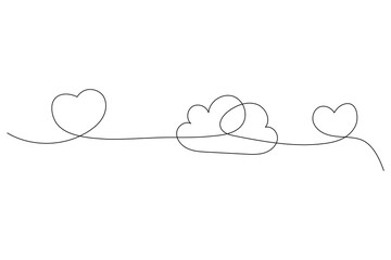 cloud one line art of isolated outline vector drawing illustration
