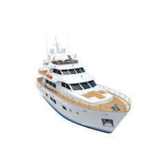 Naklejka premium White yacht isolated on transparent background. Yacht png