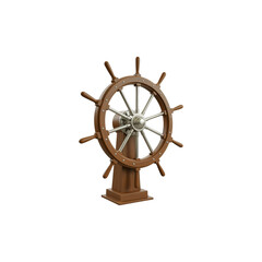 Yacht, ship steering wheel isolated on transparent background. Steering wheel png