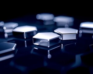 Chrome Hexagons Reflecting for Dark Surface.