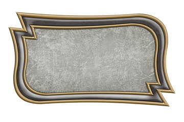vintage leather sign in a figured metal frame isolated on a whit