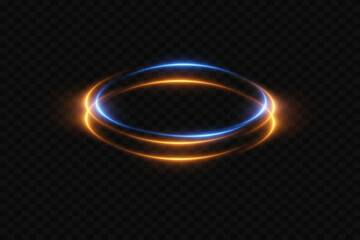 Neon glowing portal of light. Circle light effect. On a transparent background.