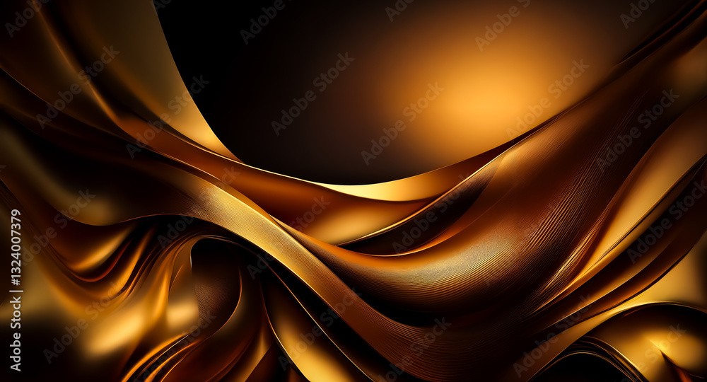 Aufkleber abstract golden waves flow smoothly, creating a luxurious and elegant background with shiny metallic