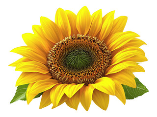 Vibrant sunflower blossom isolated on white.  Captures summers joy and optimism perfect for nature, happiness, and growth concepts.