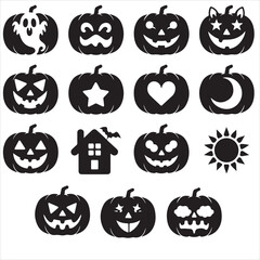 Obraz premium set vector jack of lantern silhouettes