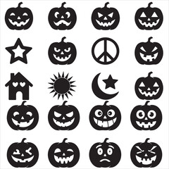 set vector jack of lantern silhouettes