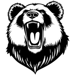 Panda | Angry Panda | Zoo Animal | Wild Panda | Panda Lover | Scary Panda | Panda Face | Panda Head | Original Illustration | Vector and Clipart | Cutfile and Stencil