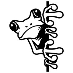 Peeking Frog | Toads | Peeking Animal | Pond Amphibian | Toad Peek a Boo | Wildlife | Wild Frog | Cute Little Frog | Original Illustration | Vector and Clipart | Cutfile and Stencil