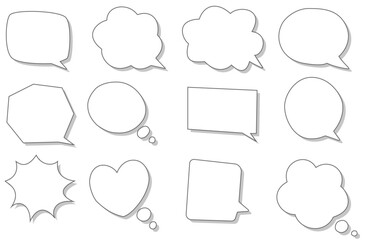 レトロでかわいいフキダシのセット（吹き出しアイコン集）