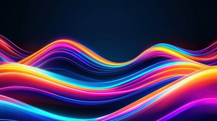 Dynamic abstract neon waves celestial scene digital art vibrant environment futuristic viewpoint