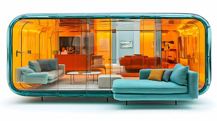 Fototapeta premium Modern living pod with interior