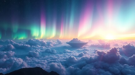 Naklejka premium Aurora Dreamscape Background for Sci-Fi and Surreal Art