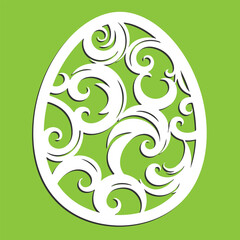 Easter egg design with pattern. Easter decoration laser cut template for cutting machine