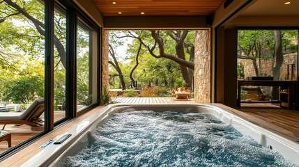 Private Hot Tub Relaxation in Luxurious Forest Retreat
