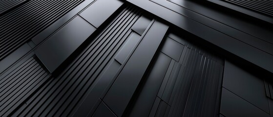 Obraz premium Black line stripes metallic pattern shape long horizontal vertical groove dark abstract geometric grid table straight surface close up, texture.