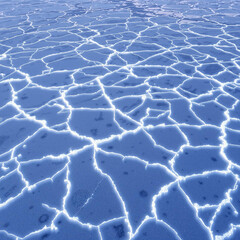 Obraz premium Cracked Ice Surface Under Bright Light