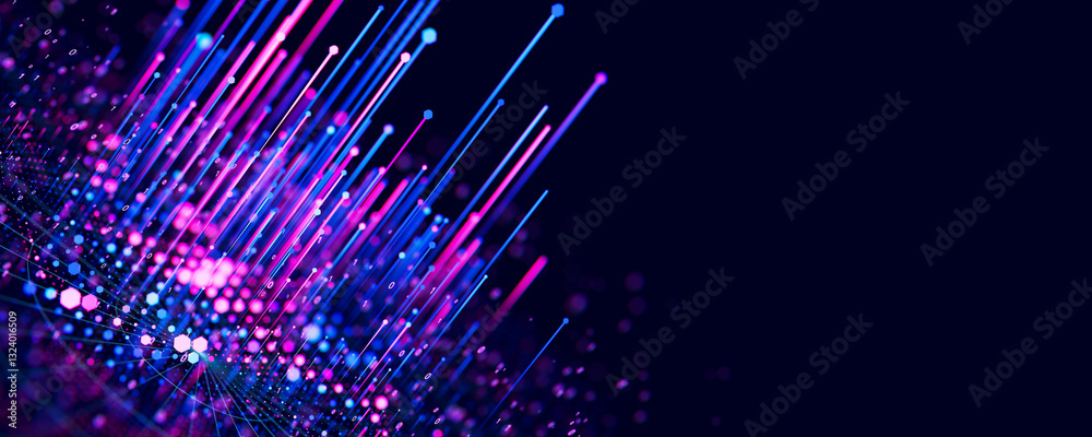Poster big data complex graph. quantum computing universe. cyber space of ai technology. futuristic graph. 